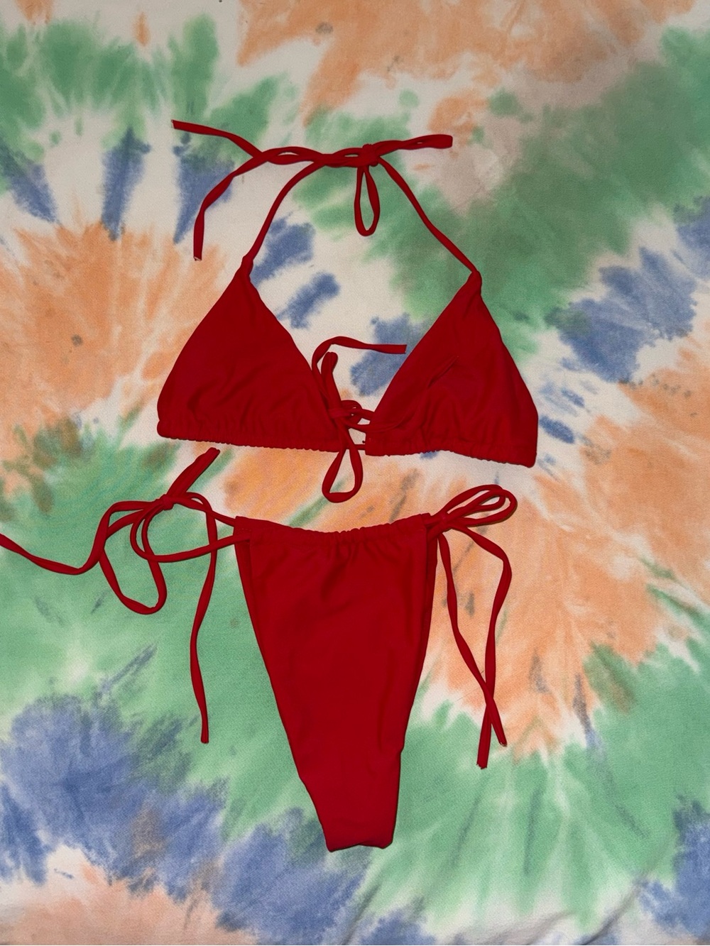 Classic Red Tie-Side Bikini Set - Women Swim Bikini
